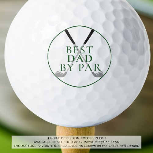 BEST DAD BY PAR Funny Green Golf Clubs Golf Balls