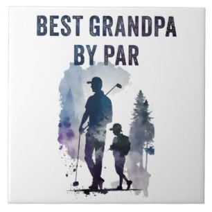 Best Dad By Par – Funny Sarcastic Golf Pun Fathers Ceramic Tile