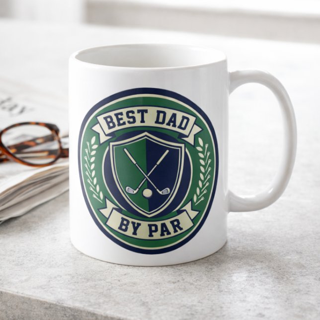 Best Dad by Par Golf Ball Funny Golf Gift for Dad Coffee Mug (Best Dad By Par mug for golf dads. Perfect for a good cup of coffee before heading to the greens. )