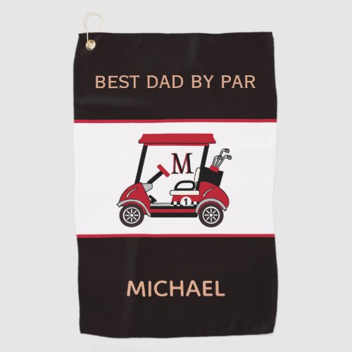 Best Dad by Par Golf Cart Monogram Name  Golf Towel