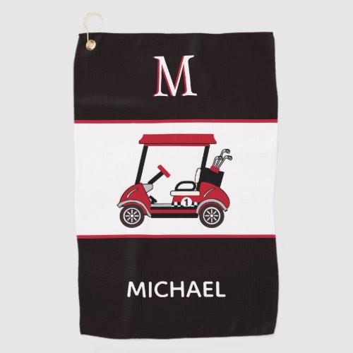 Best Dad by Par Golf Cart Monogram Name   Golf Towel