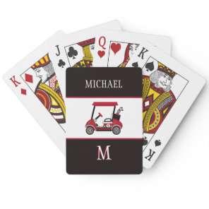Best Dad by Par Golf Cart Monogram Name Poker Cards