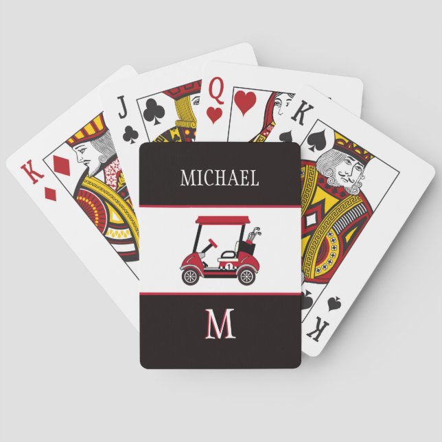 Best Dad by Par Golf Cart Monogram Name   Poker Cards (Back)