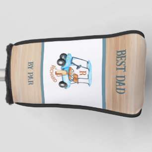 Best Dad by Par Golf Cart Monogram Name Putter Golf Head Cover