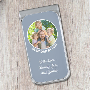 Best Dad By Par Golf Custom Photo  Silver Finish Money Clip