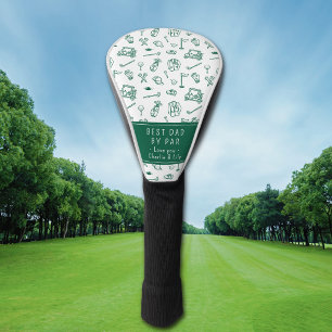Best Dad By Par Golf Dad Custom Names Hand-drawn  Head Cover