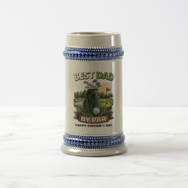Best Dad By Par Golf Dad Funny Beer Stein (Center)