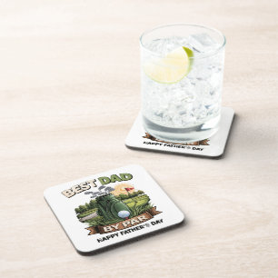 Best Dad By Par Golf Dad Funny Beverage Coaster