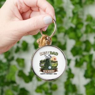Best Dad By Par Golf Dad Funny Keychain