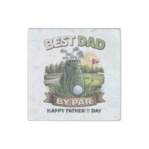 Best Dad By Par Golf Dad Funny Stone Magnet
