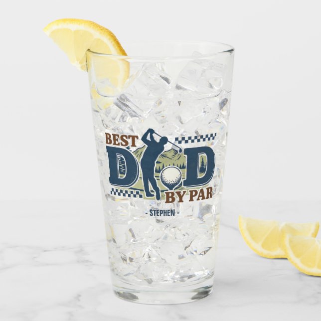 Best Dad By Par – Golf Dad Silhouette Design Glass (Front Ice)
