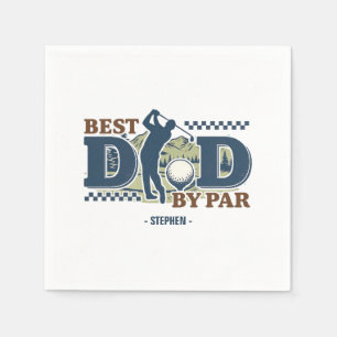 Best Dad By Par – Golf Dad Silhouette Design Napkins