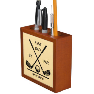 Best Dad by Par Golf Father's Day Beige Pen Holder