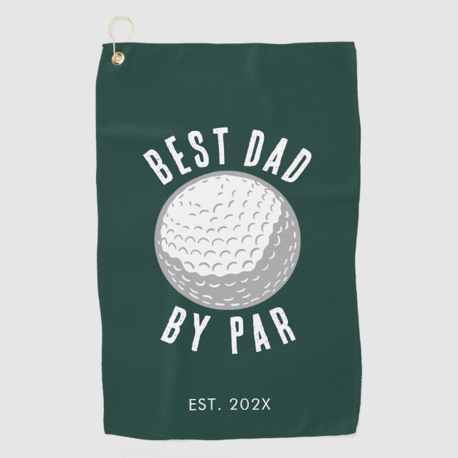 Best Dad By Par Golf Gag Green Custom Golf Towel (Front)