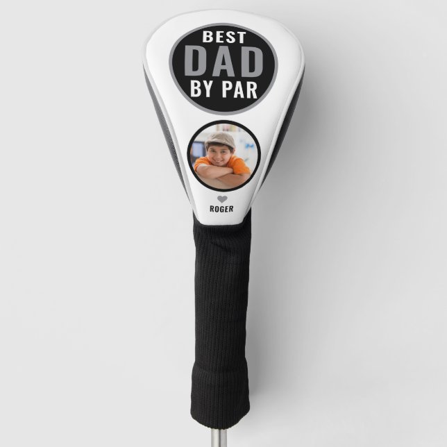 Best Dad By Par Golf Gift Custom Name Photo Head Cover (Front)