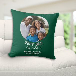 Best Dad by Par Golf Green Father's Day Photo Throw Pillow