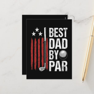Best Dad By Par Golf Humor Holiday Postcard