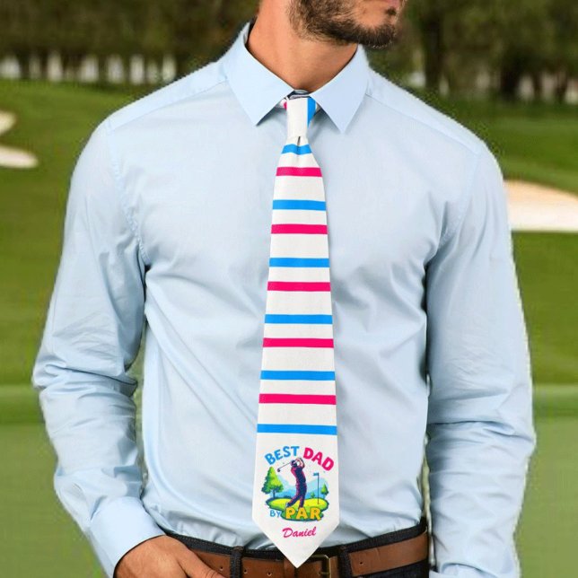 Best Dad By Par | Golf Lover Father's Day Neck Tie (Creator Uploaded)
