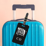 Best Dad by par golf monogram black white Luggage Tag<br><div class="desc">Personalize and add your dad's monogram letters,  initials.  Text: Best DAD by par. Black background,  white text.
Back: add his name and contact details.</div>