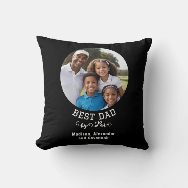 Best Dad by Par Golf-Themed Father's Day Photo Throw Pillow (Front)