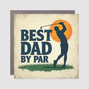 Best Dad By Par Golf Typography Car Magnet
