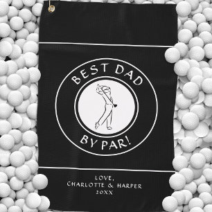 Best Dad By Par Golfer Humor Black Custom  Golf Towel