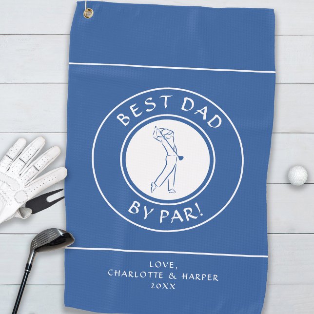 Best Dad By Par | Golfer Humor Golf BlueCustom Golf Towel (Best Dad By Par | Golfer Humor Golf BlueCustom Golf Towel)