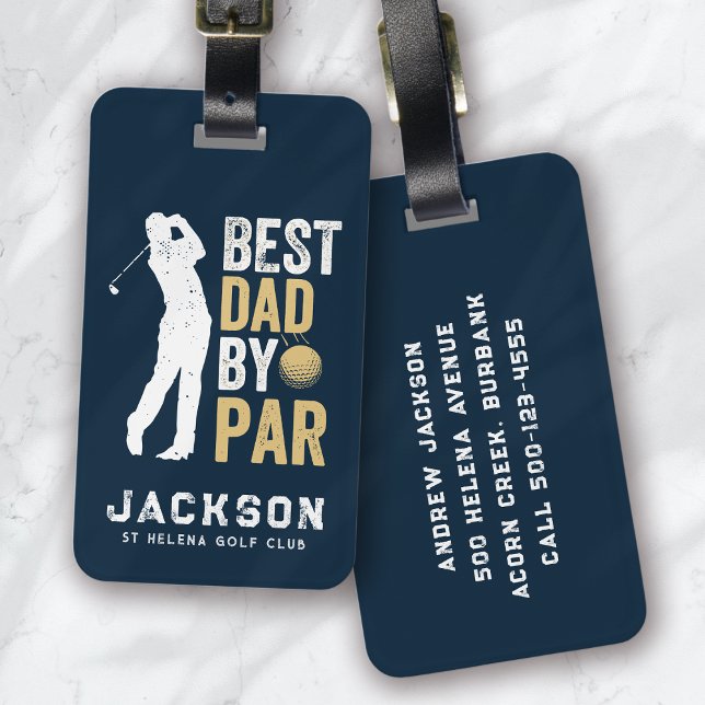 Best Dad By Par Golfer Monogrammed Luggage Tag (Creator Uploaded)