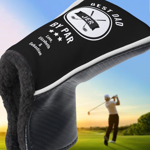 Best Dad By Par Golfer Pun Golf Lover Black Modern Golf Head Cover