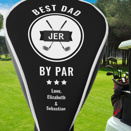 Best Dad By Par Golfer Pun Golf Lover Modern Black Golf Head Cover