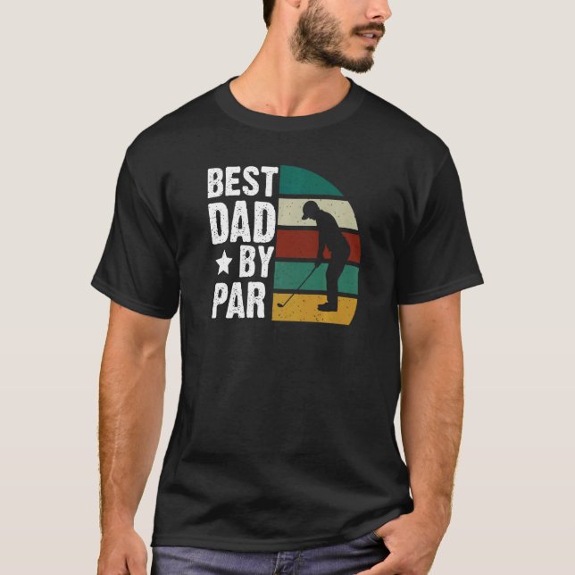 Best Dad By Par Golfer Retro Sunset Father's Day G T-Shirt (Front)