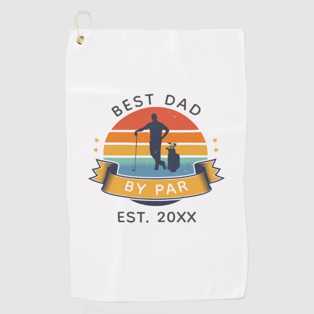 Best Dad By Par Golfing Fathers Day Family Game Golf Towel (Front)