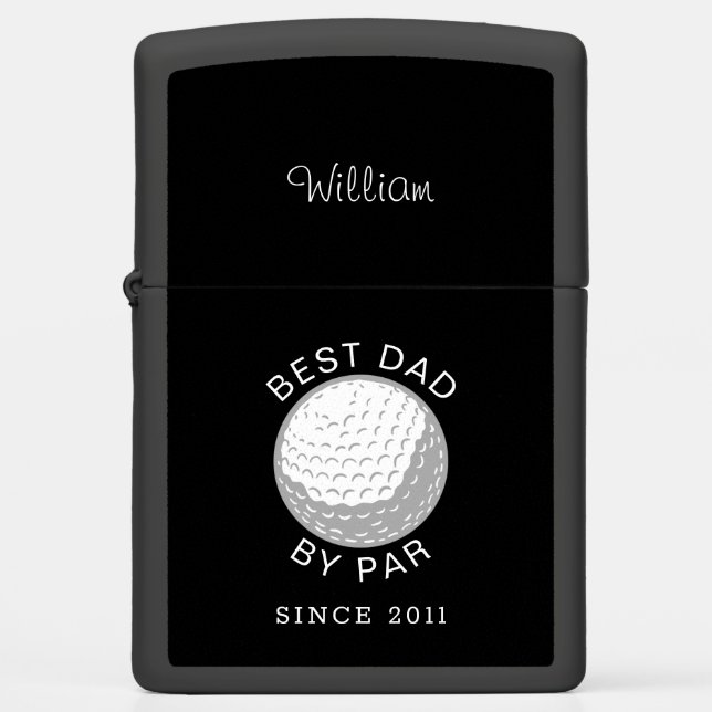 Best Dad By Par Golfing Fathers Day Personalized Zippo Lighter (Front)
