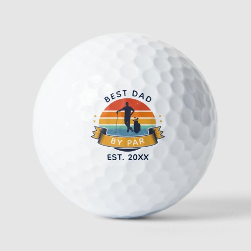 Best Dad By Par Golfing Fathers Day Retro Custom Golf Balls