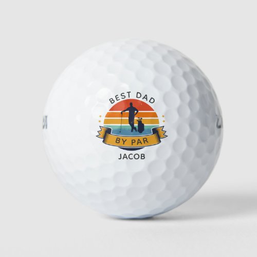 Best Dad By Par Golfing Fathers Day Retro Name  Golf Balls