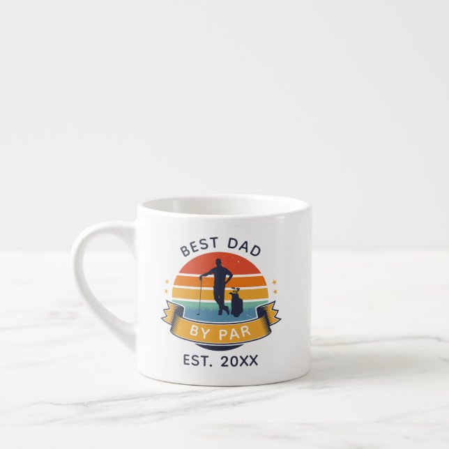 Best Dad By Par Golfing Fathers Day Sport Custom Espresso Cup (Left)