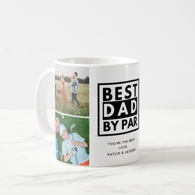 Best Dad by Par Golfing Photo Father Gift Coffee Mug (Front Left)