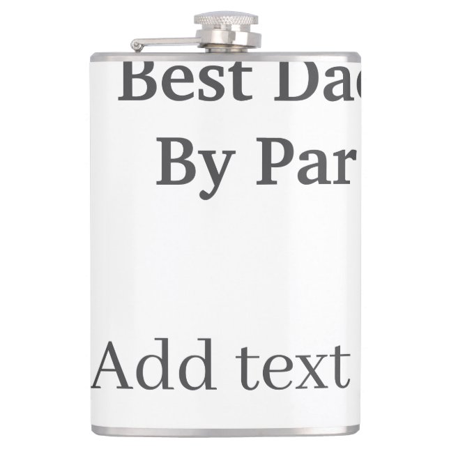 Best dad by par gray black father's day namesimple flask (Front)