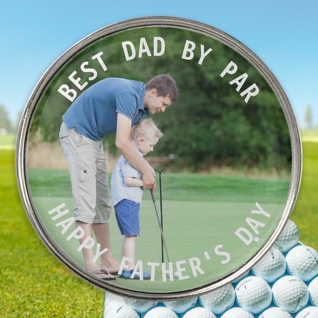 Best Dad By Par Happy Fathers Day Custom Photo Golf Ball Marker (Creator Uploaded)