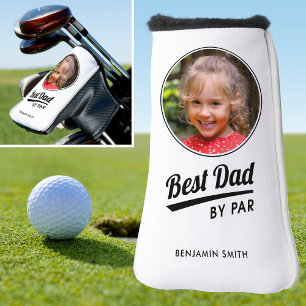 Best Dad By Par Kid's Photo Name White Putter Golf Head Cover
