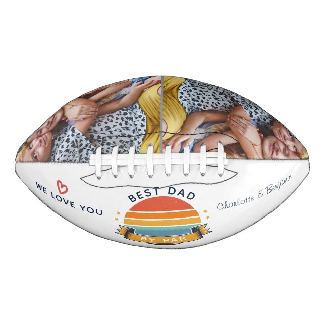 Best Dad By Par Kids Photos Fathers Day Keepsake Football (Front)