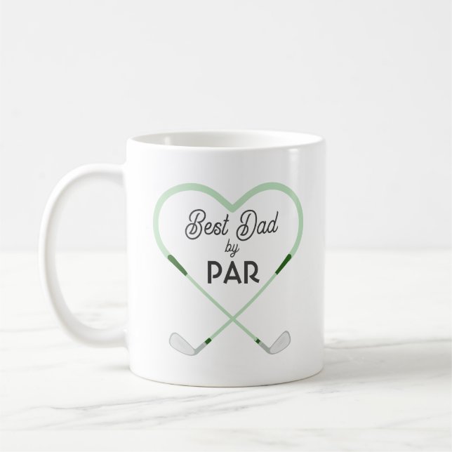 Best Dad by Par Love shaped Golf Theme Coffee Mug (Left)