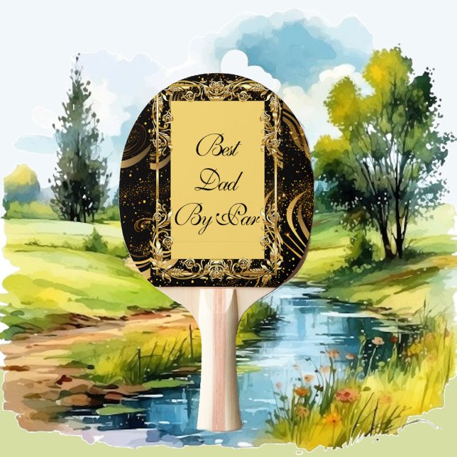 Best Dad by Par Modern Calligraphy Leafy Swirl Fun Ping Pong Paddle (Best Dad by Par Modern Calligraphy Leafy Swirl Fun Ping Pong Paddle)