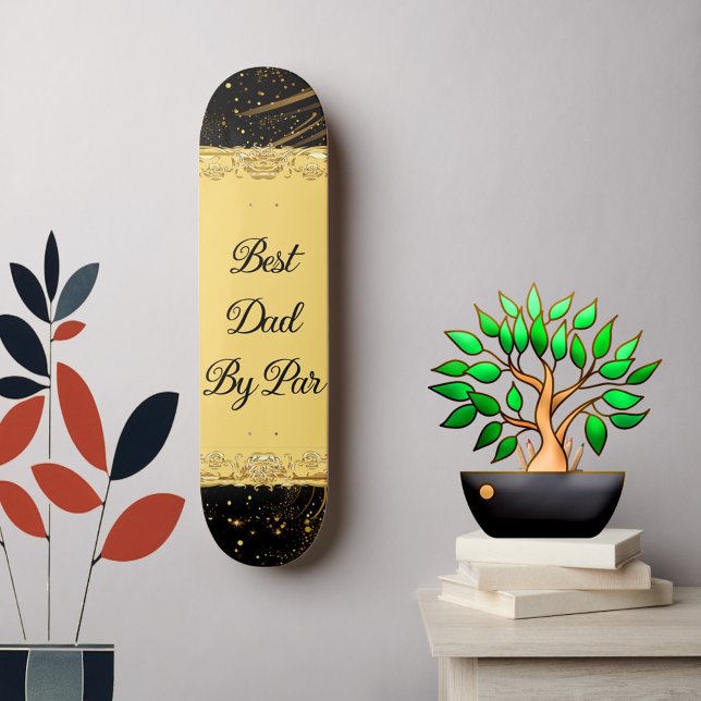 Best Dad By Par Modern Calligraphy Leafy Swirl Fun Skateboard (Best Dad By Par Modern Calligraphy Leafy Swirl Fun Skateboard)
