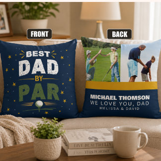 Best Dad By Par Modern Father's Day Gift Photo  Throw Pillow