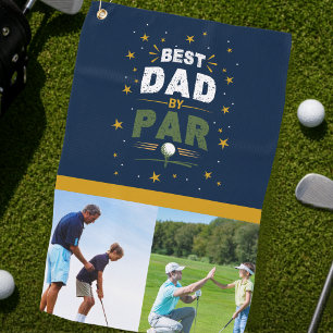 Best Dad By Par Modern Father's Day Photo Collage Golf Towel