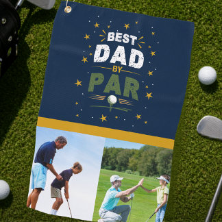 Best Dad By Par Modern Father's Day Photo Collage Golf Towel