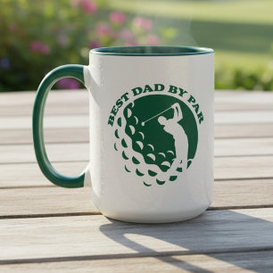 Best Dad By Par Modern Golf Golfing Mug