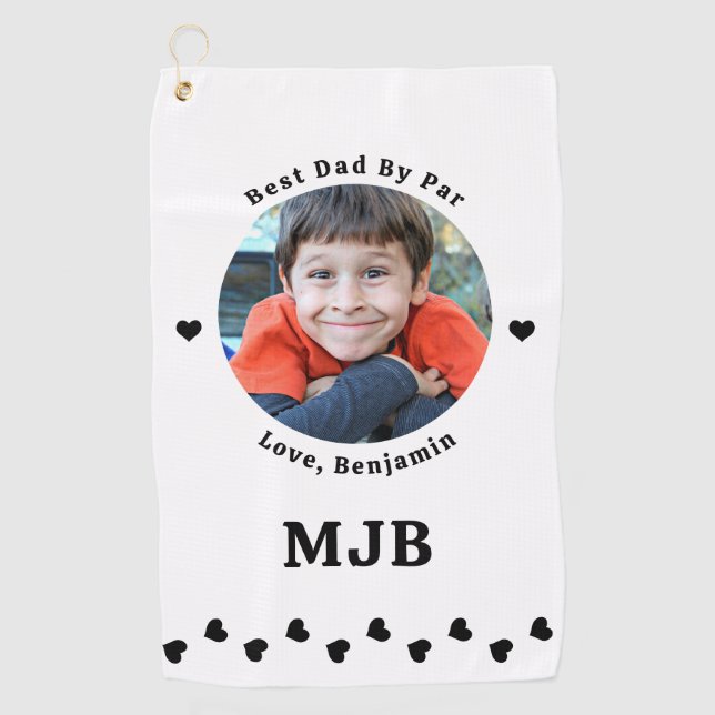 Best DAD By Par Modern Personalized Photo Golf Towel (Front)