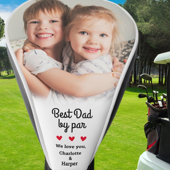Best Dad By Par Modern Photo Keepsake Custom  Golf Head Cover (Best Dad By Par Golfer Create Unique Custom Photo Golf Head Cover)